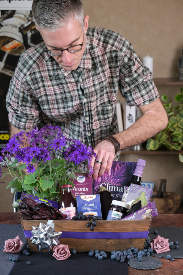 Geschenkkorb Rosa bis Violett Gestaltung